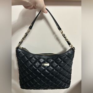 Kate Spade Gold Coast Serena shimmer quilted leather shoulder bag in black